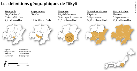 Figure 9 : Les définitions géographiques de Tôkyô. 