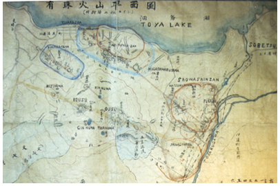 Photo 1-3 – Carte du mont Usu dressée par Ômori en 1910 