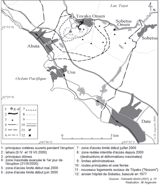 Carte 1-7 – Gestion de l’évacuation au mont Usu entre mars 2000 et 2001