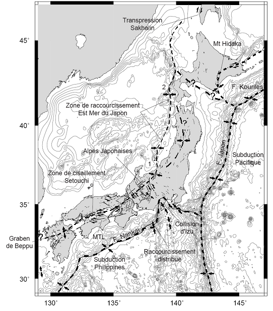 Carte 2-5 – Grandes lignes de la tectonique quaternaire