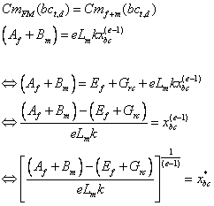 Équation 17 : Fluvio-maritime et « fluvial + maritime » ; seuil de basculement.