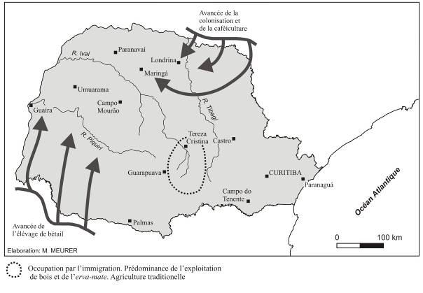 Figure 40. La dynamique d’occupation du territoire du Paraná dans la première moitié du XX