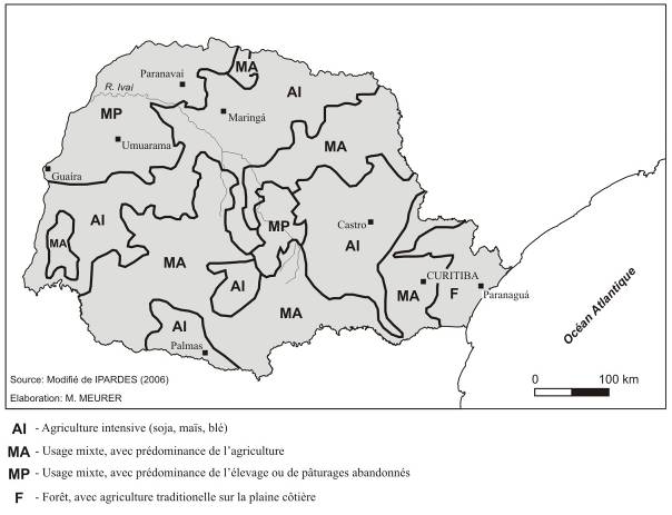 Figure 42. Schéma de l’usage du sol actuel dans le territoire du Paraná.