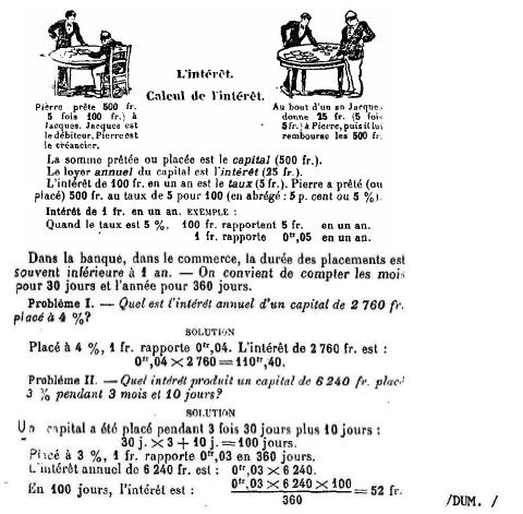 Figure 2 : Problème extrait du manuel : Arithmétique (Dumarque et Renaud, 1930), cité par Harlé, 1984, pp. 152, 153
