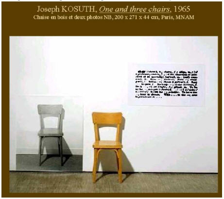 Figure 32 : Une et trois chaises (Kosuth, 1965)