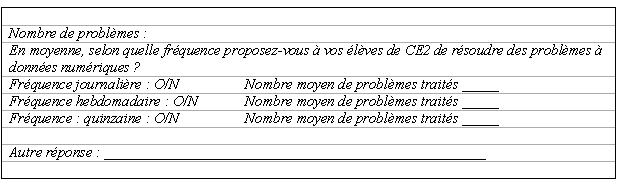 Figure 59 : Nombre de problèmes - Extrait du questionnaire de l’enquête – Maîtrise (Priolet, 2000)