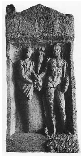 Fig. 33: Relief* from Metz (Moselle), identified as a representation of Mercurius and Rosmerta, for a dedication identifying the couple was discovered in the same street (
