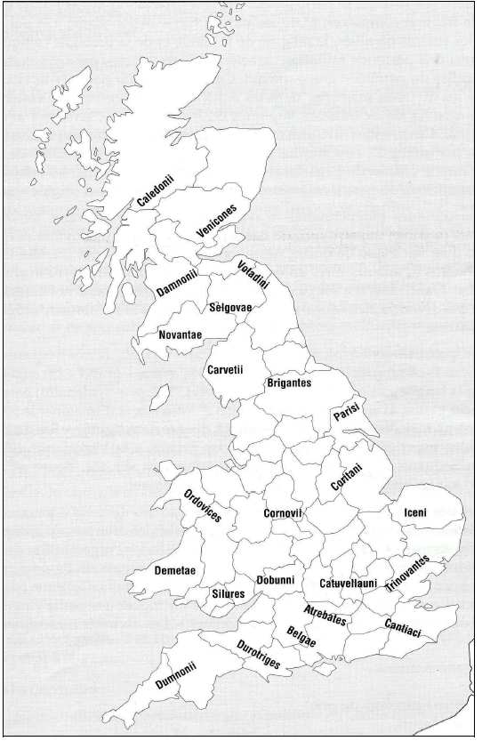Fig. 4: Map of the main Celtic tribes in Britain. 