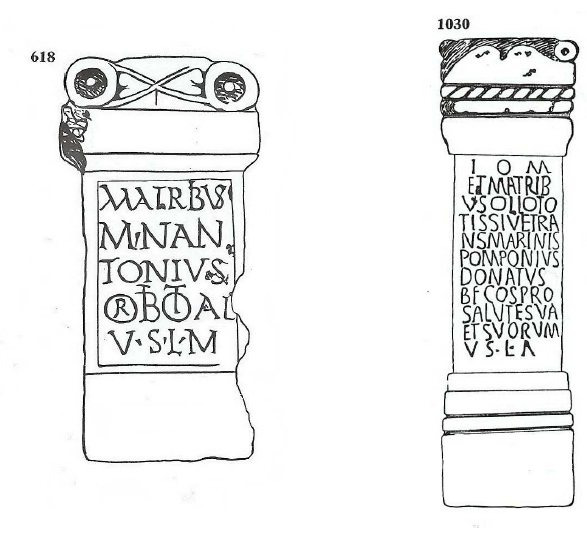 Fig. 9: Left: Inscription to the Matres from Doncaster (Yorkshire).