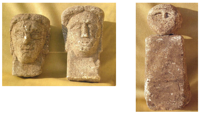 Fig. 25: Ex-votos (heads and bust) found in the sanctuary of Corgebin. Thomas, 2003, pp. 47, 49.