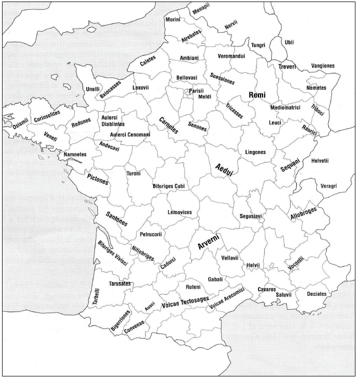 Fig. 5: Map of the main Gaulish tribes. 