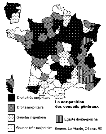 Carte 44. Droite-gauche: le maintien des traditions politiques françaises