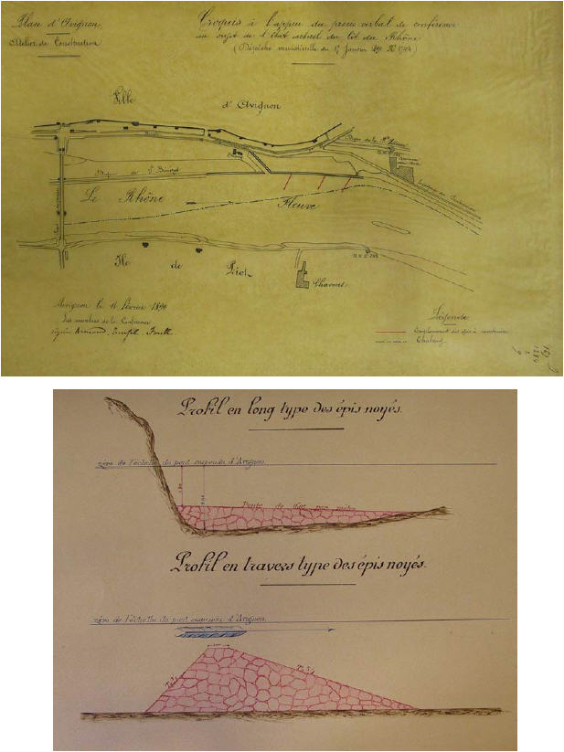 Figure 48. Projet de construction d'épis noyés à Avignon en 1890