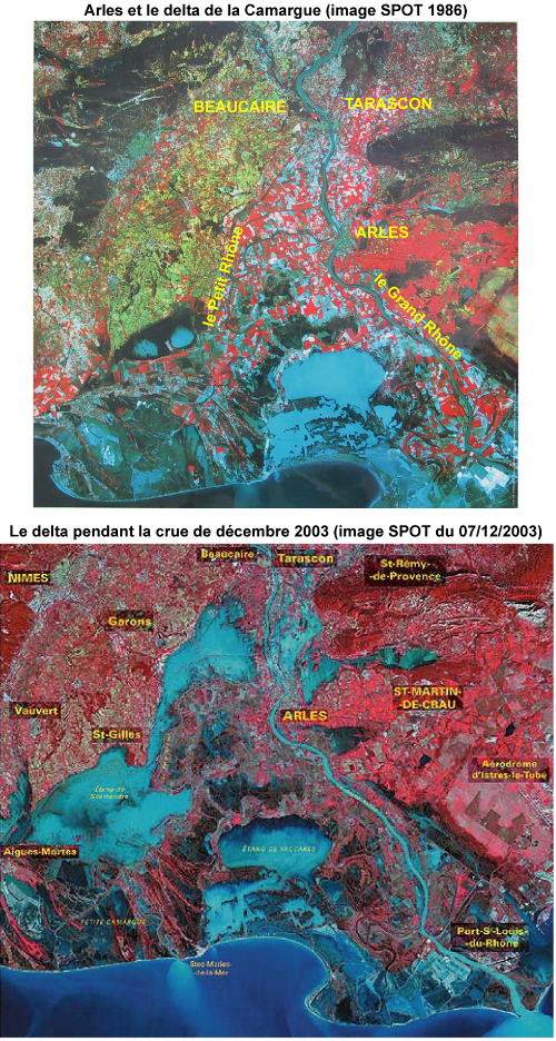 Figure 63. Image satellitale de l’inondation de décembre 2003 en Camargue