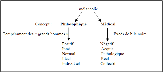 Figure 3 : Fractionnement de la mélancolie en deux entités