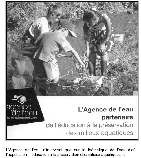 Figure 14 : Plaquette de l’agence de l’eau sur l’éducation à la préservation des milieux aquatiques