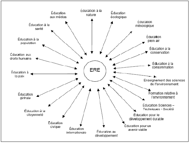 Figure 8 : ERE et éducation à particules (SAUVE L., BERRYMAN T. et VILLEMAGNE C., 2003, M. 106)
