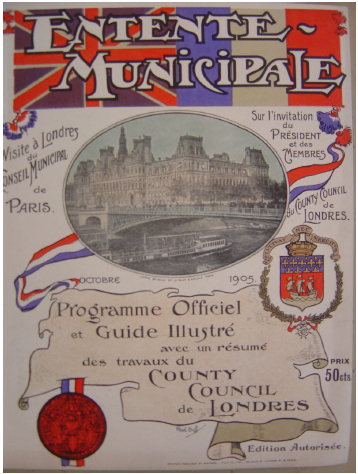 Couverture du programme de la visite du conseil municipal de Paris à Londres en octobre 1905