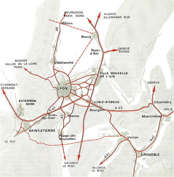 Carte n° 11 : Réseau de transport de la métropole Lyon-Saint Etienne-Grenoble
