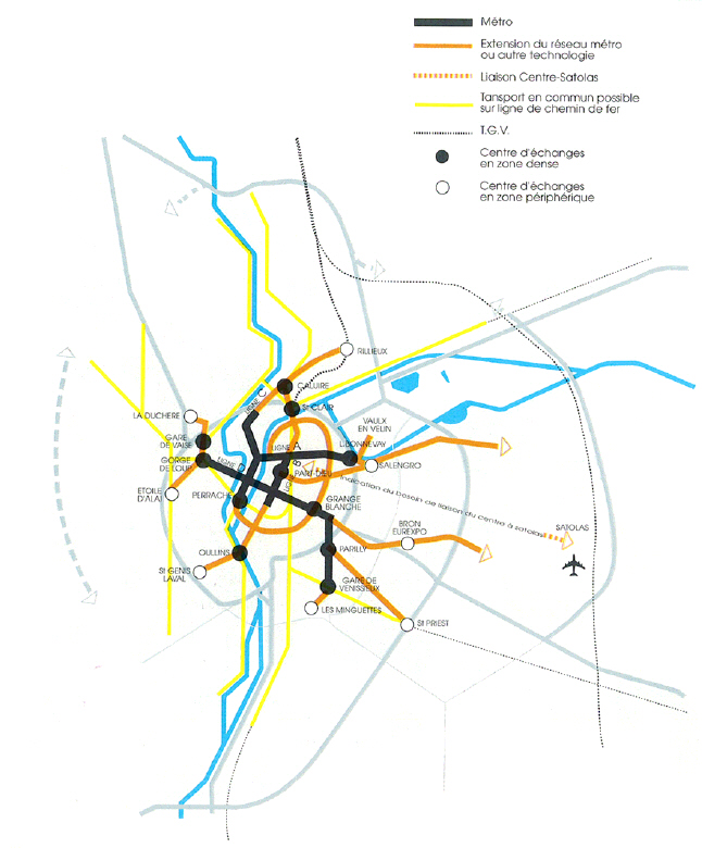 Carte n° 3 : Réseau de transport de l’agglomération lyonnaise