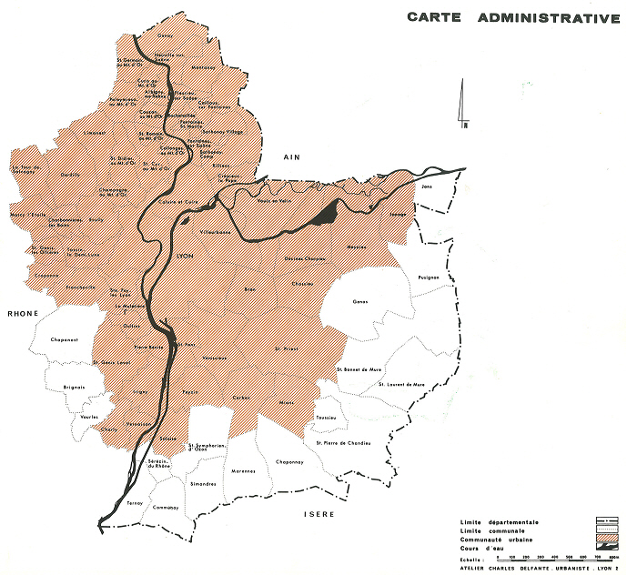 Carte n° 12 : Agglomération urbaine de Lyon de 1969