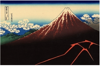 Katsushika Hokusai, « L’orage sous le sommet », 