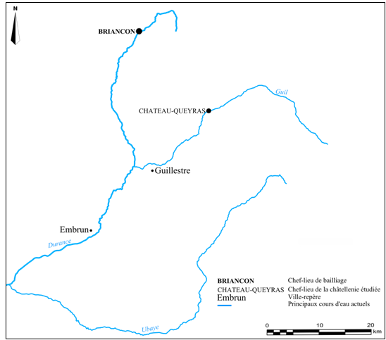 Doc. 132. Localisation de la châtellenie du Queyras par rapport à Briançon et Embrun