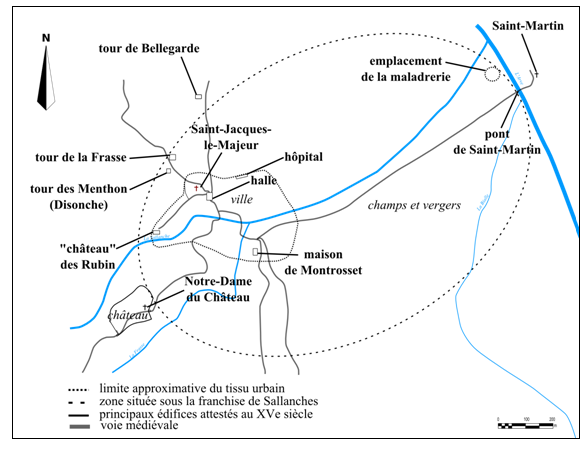 Doc. 110. Plan général du territoire sous la franchise de Sallanches (1451)