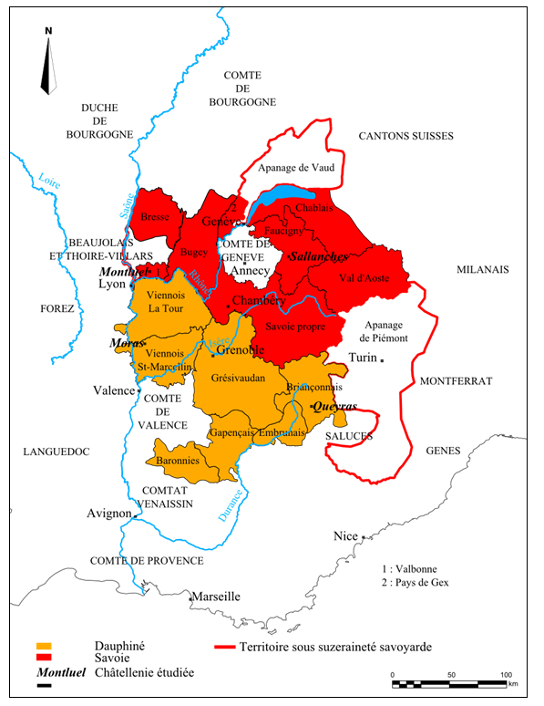 Doc. 19. Frontières et bailliages du Dauphiné et de la Savoie en 1282