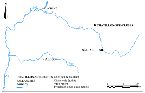 Doc . 97. Localisation de Sallanches par rapport à Annecy et Genève