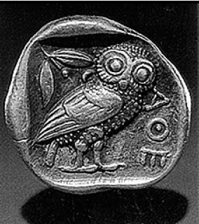Pièce de monnaie athénienne. N.M.A.H., collection numismatique, n°79-7800