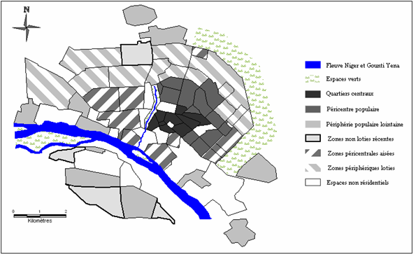 Carte 36 : Typologie résidentielle de l’espace urbain niaméen