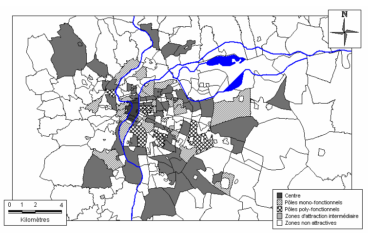 Carte 34 : Typologie fonctionnelle de l’aire urbaine de Lyon