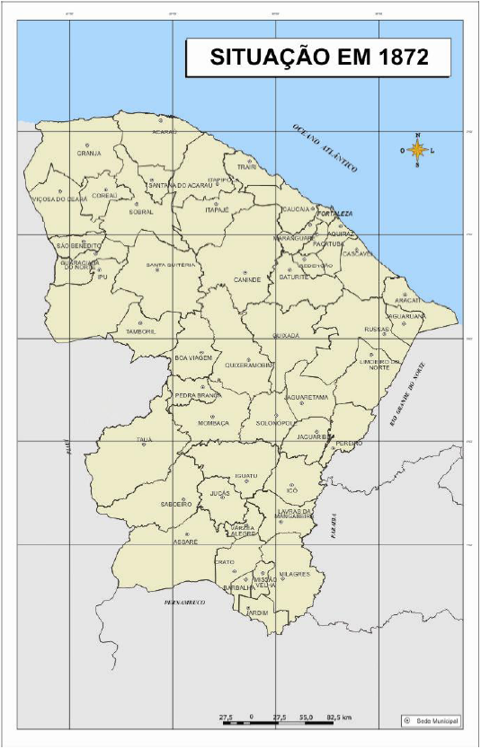 Mapa 03 : Município de Quixeramobim em 1872 depois do desmembramento