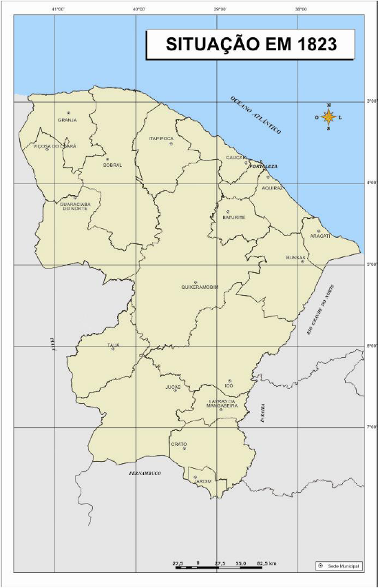 Mapa 02 : O território de Quixeramobim em 1823