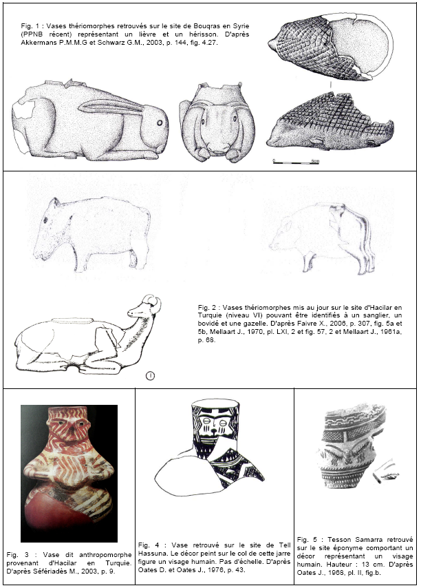 PLANCHE 4.4 : Vases thériomorphes et anthropomorphes du début du Néolithique.