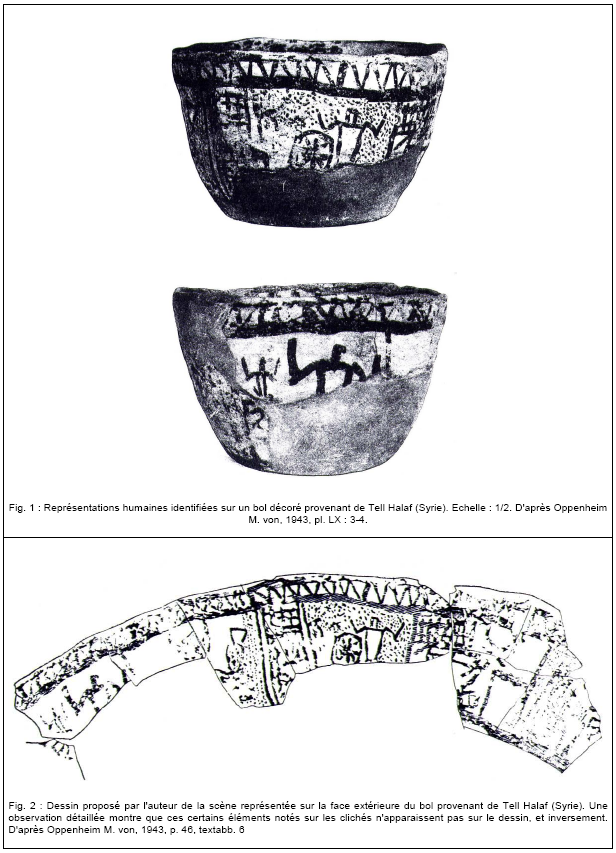 PLANCHE 4.39 : Représentations humaines identifiées sur la céramique provenant de Tell Halaf (Syrie).