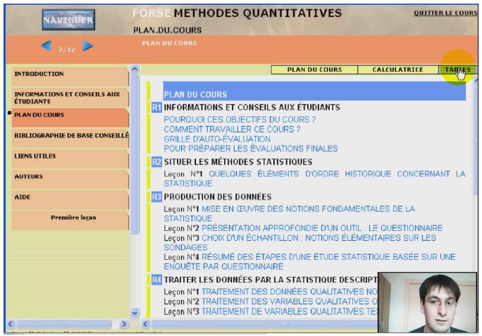 Figure 15: Interface de capture pendant le test d’utilisation de l’outil Méthodes Quantitatives FORSE. 