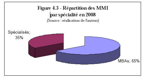 [Figure 4.3 - Répartition des MMI par spécialité en 2008]