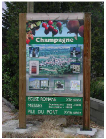 Photo 30: Panneau d'entrée du village de Champagne (Ardèche)