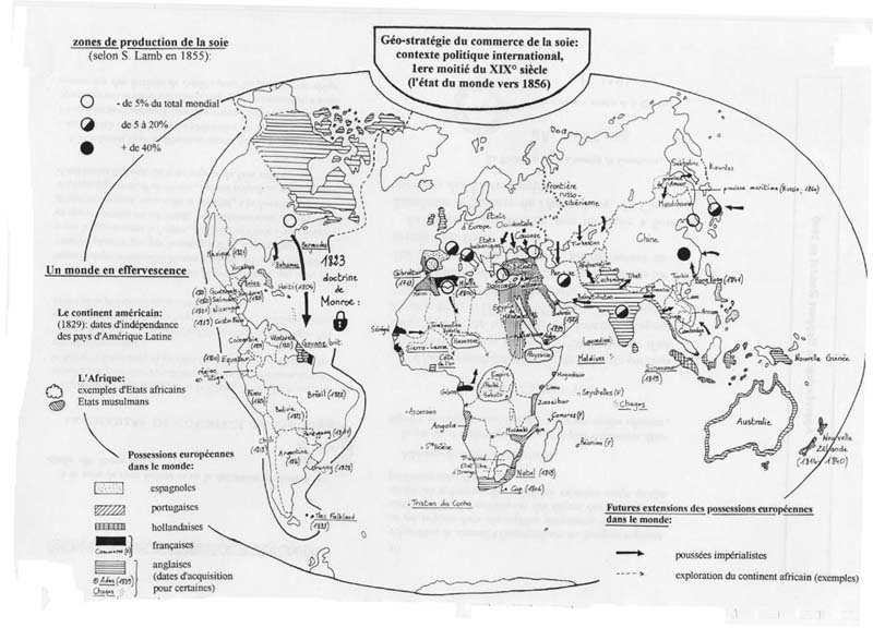 Géo-stratégie du commerce de la soie : contexte politique international, 1ere moitié du XIXe siècle (l’état du monde vers 1856)