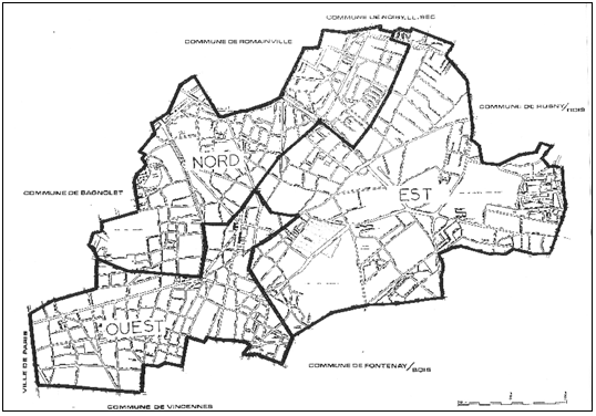 Carte A2-1 : Le découpage de Montreuil en cantons