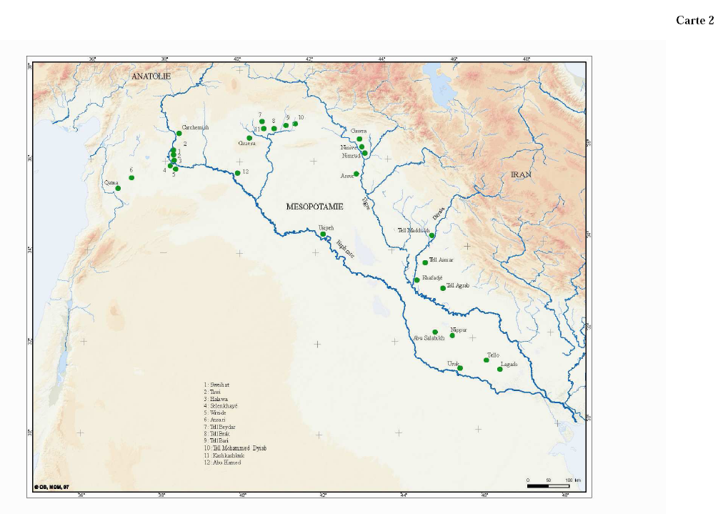 Carte des sites mésopotamiens cités dans le texte