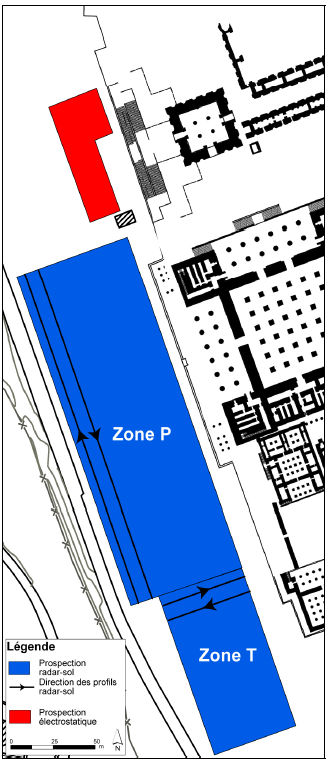 Figure 5‑6 : Situation des différentes zones prospectées au pied de la terrasse