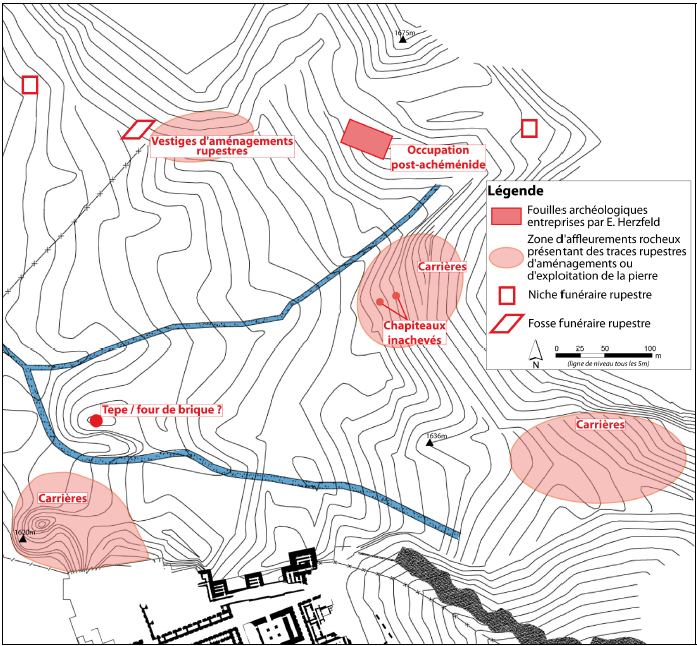 Planche 21 : Carte archéologique du vallon au nord de la terrasse de Persépolis