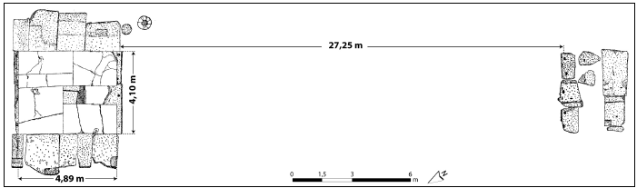 Figure 5‑43 : Plan des vestiges de plateformes découverts sur le site E (d’après Tilia 1978 : 83-fig.6)