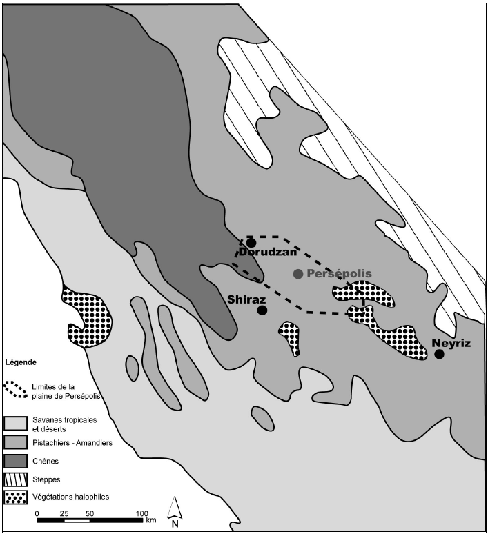 Planche 10 : Carte de la végétation du Fars (repris de Djamali et al. 2009 : 125-fig.2)
