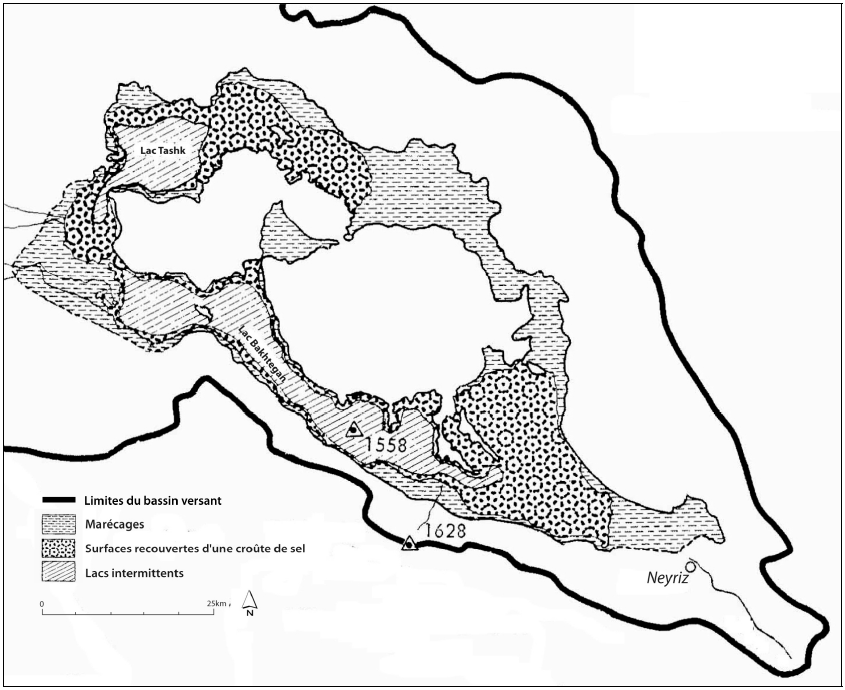 Planche 7 : Carte du bassin de Neyriz et unités morphologiques du kevir  
