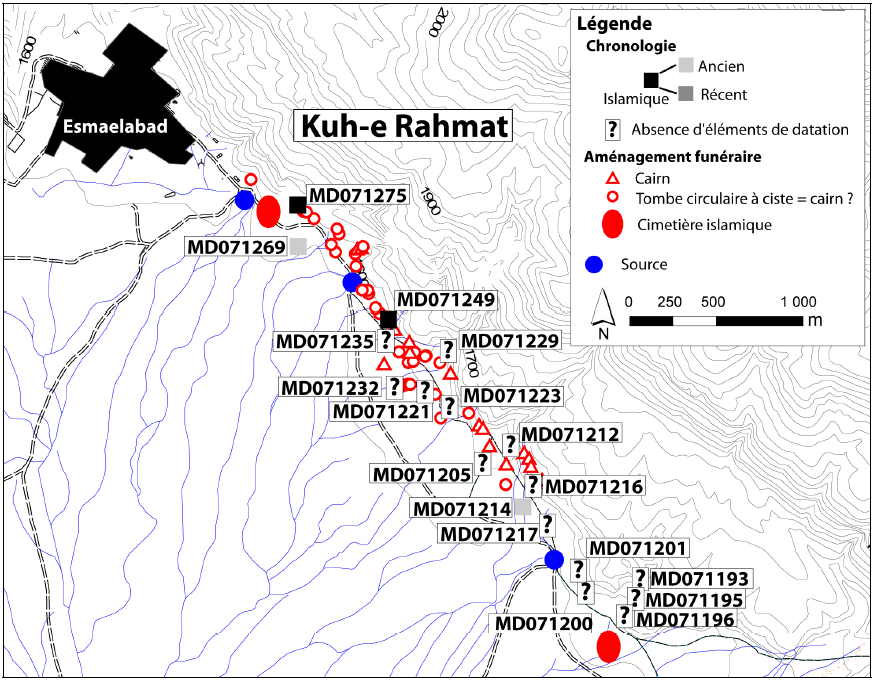 Planche 49 : Piedmont sud-ouest du Kuh-e Rahmat, carte archéologique