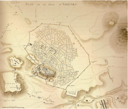 Plan d’Athènes, à la fin du XVIII